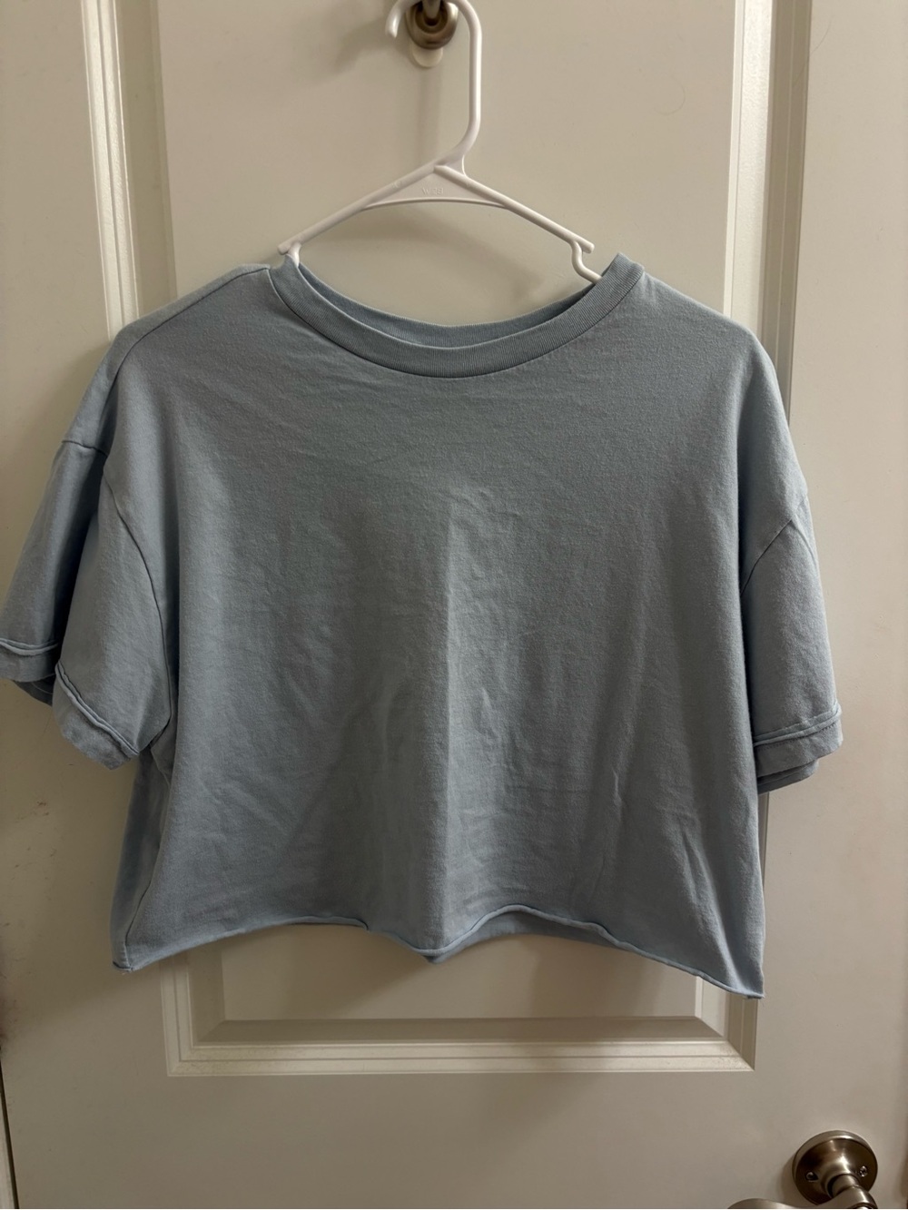 Double Zero Cropped Crew Tee - Light Blue